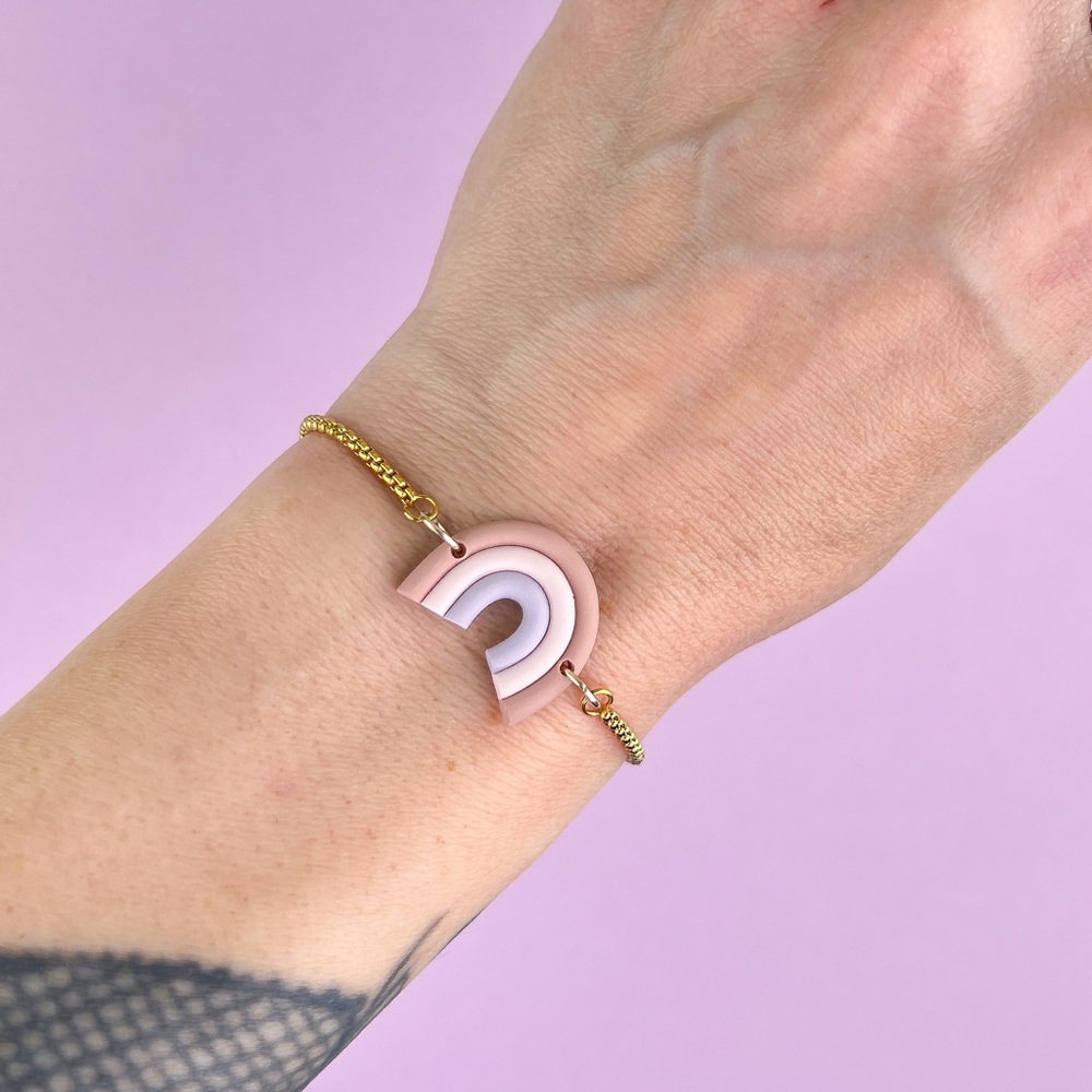 Boho Rainbow Handmade Polymer Clay Adjustable Bracelet